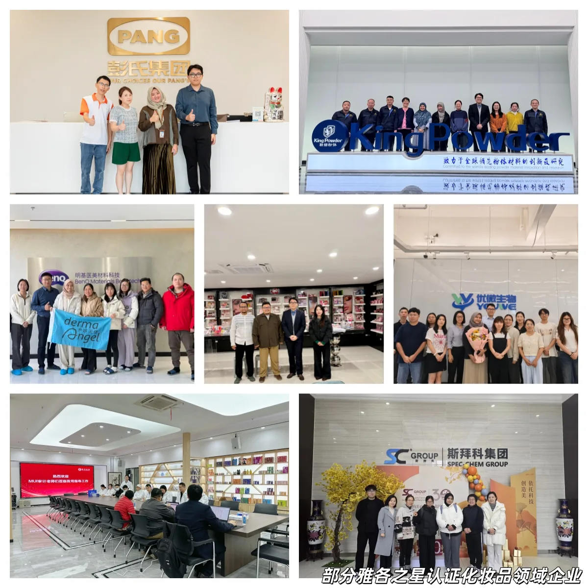 雅各之星(SINOQUAL)服务过的部分化妆品与化妆品原料企业:认证机构审核员到厂审核当天的合影